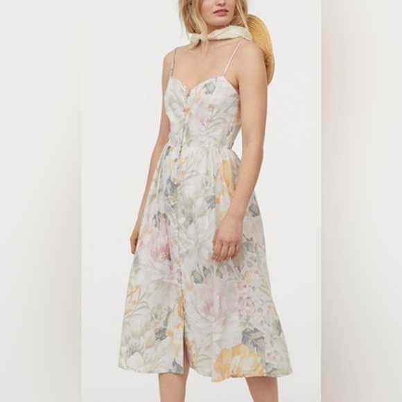 H&M linen blend button down dress - Picture 2 of 8